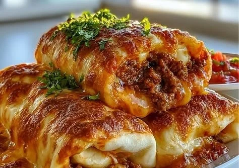 Crispy Cheesy Beef Chimichangas