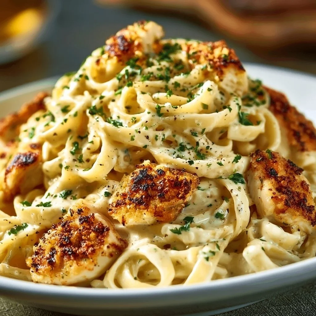 Crispy Chicken Fettuccine Alfredo