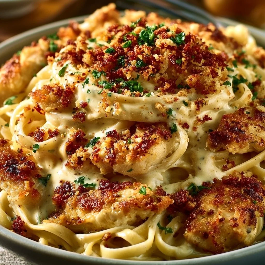 Crispy Chicken Fettuccine Alfredo