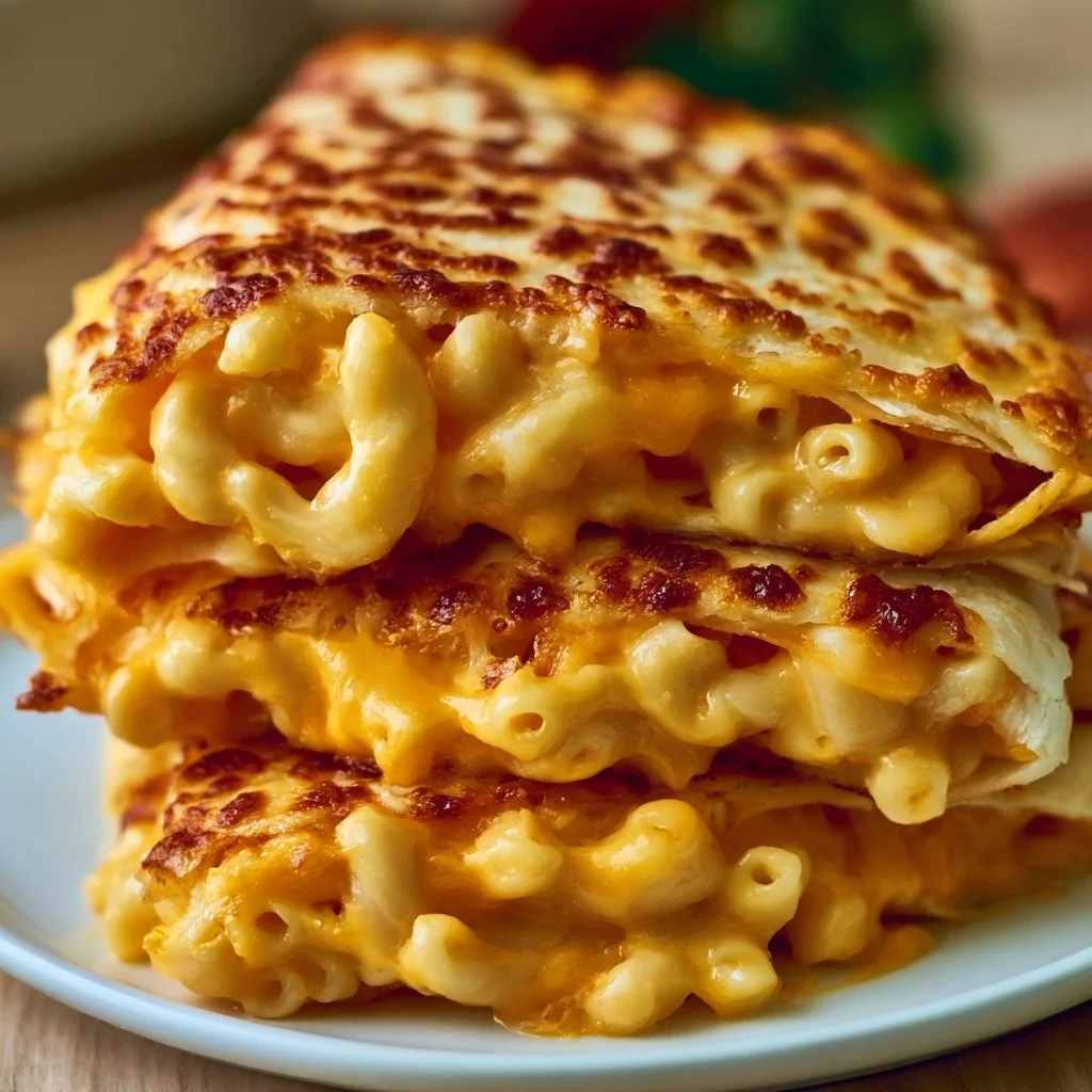 Crispy Mac and Cheese Quesadilla served on a plate