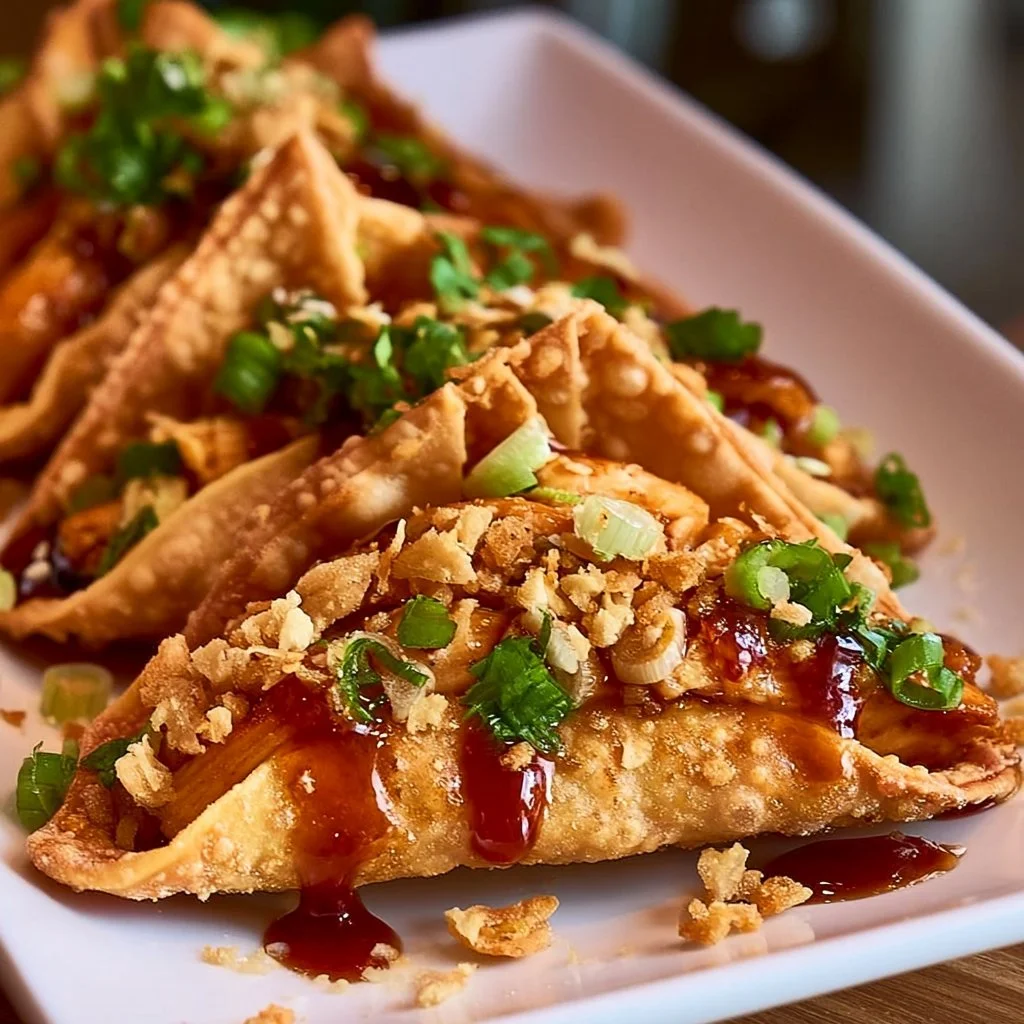 Crispy Teriyaki Chicken Wonton Tacos