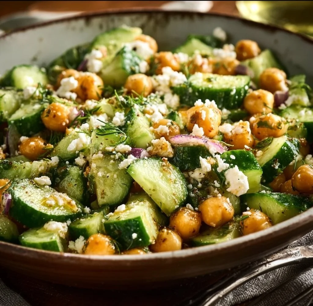 Cucumber Chickpea Feta Salad