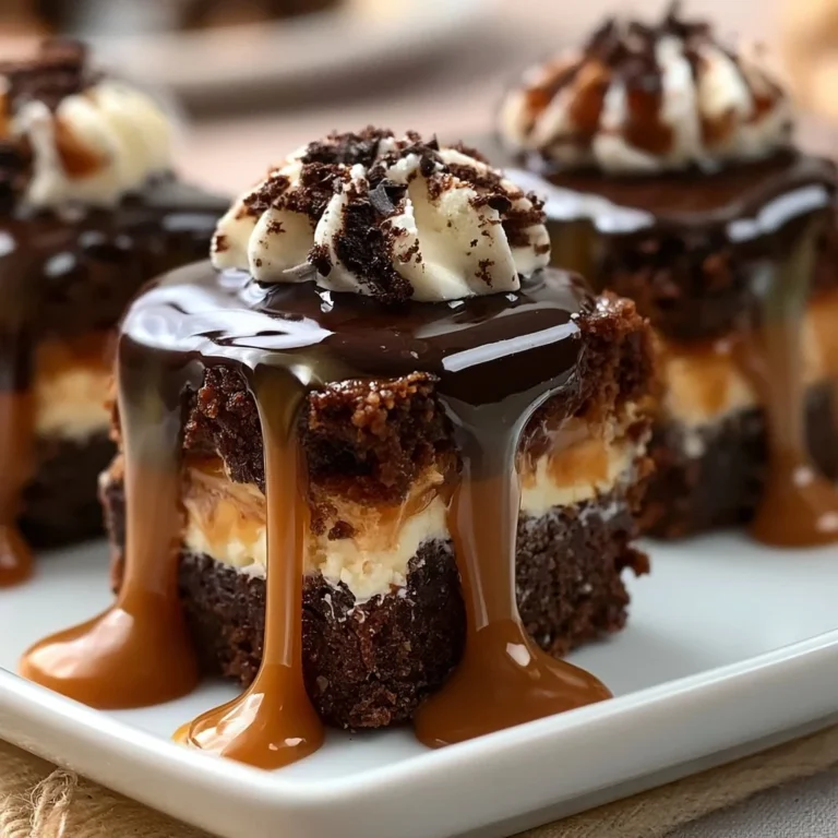 Decadent chocolate caramel cheesecake bites served on a platter
