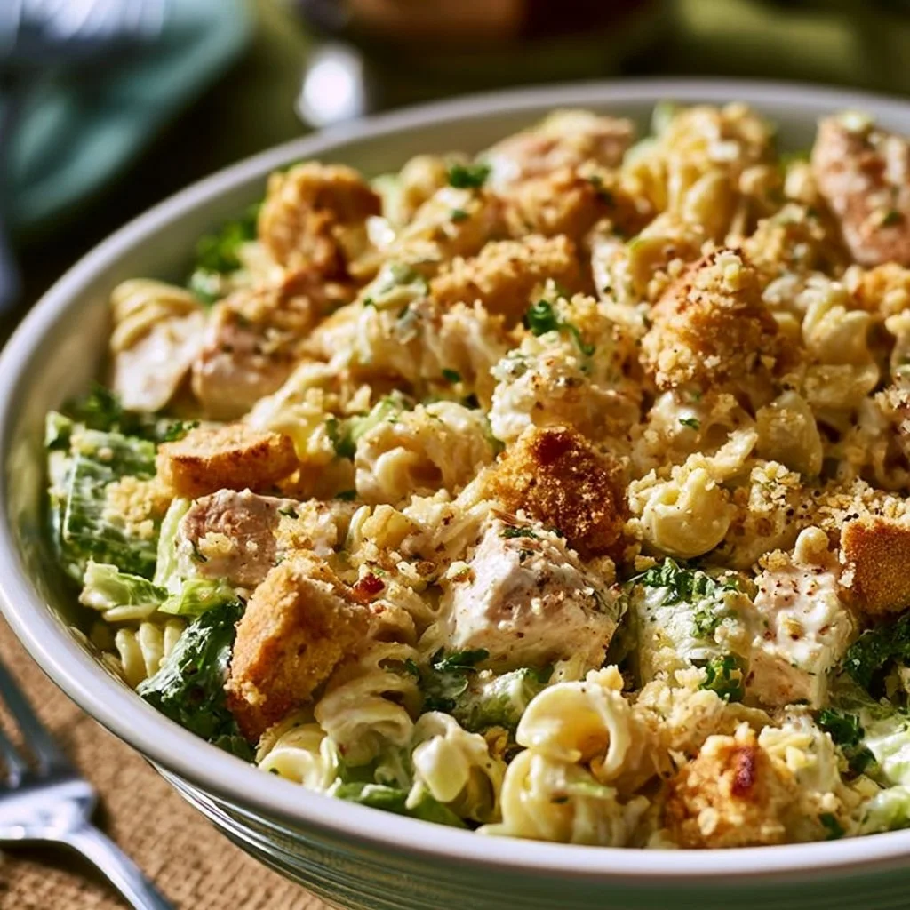 Easy Chicken Caesar Pasta Salad