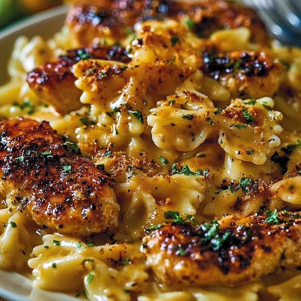 Easy Garlic Butter Chicken with Bowtie Pasta