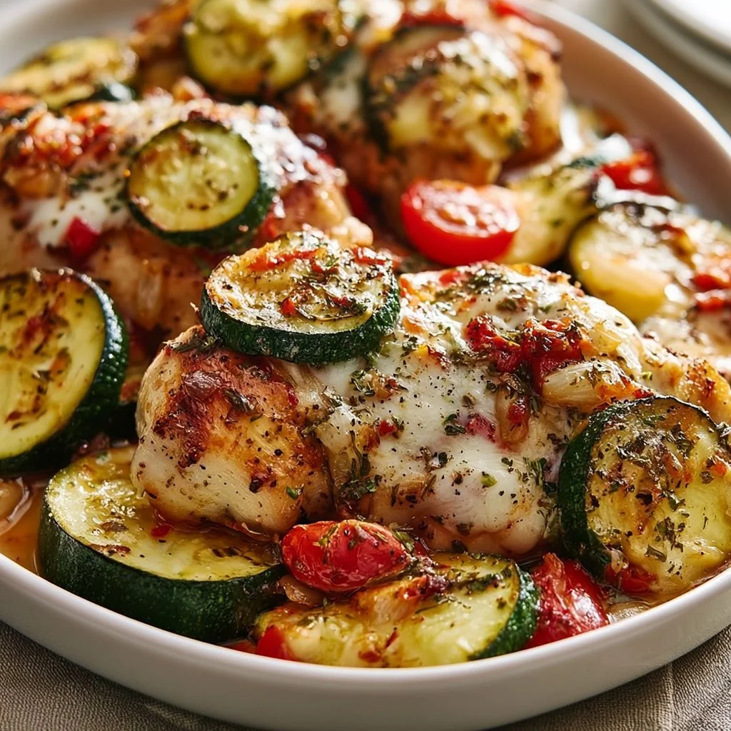Easy Mediterranean Chicken Zucchini Sheet Pan Delight