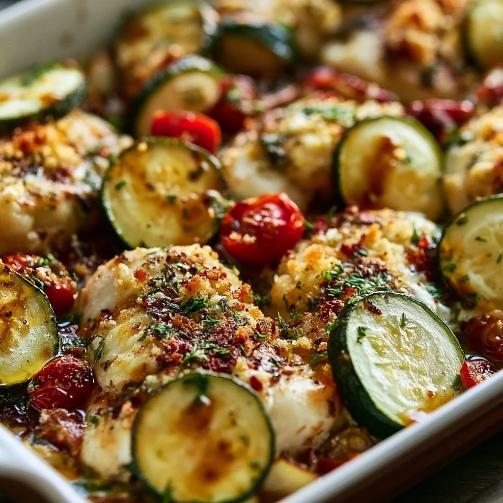 Easy Mediterranean Chicken Zucchini Sheet Pan Delight