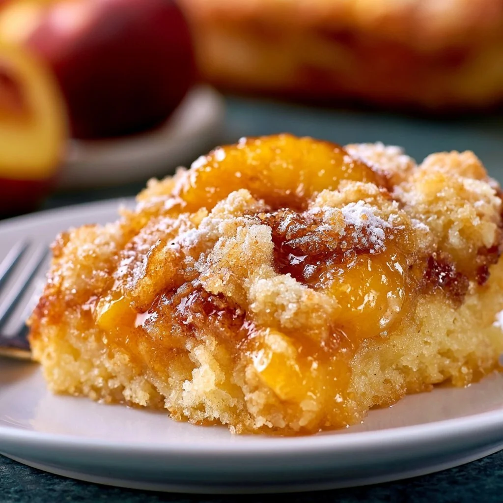 Easy Peach Cobbler Dump Cake Recipe