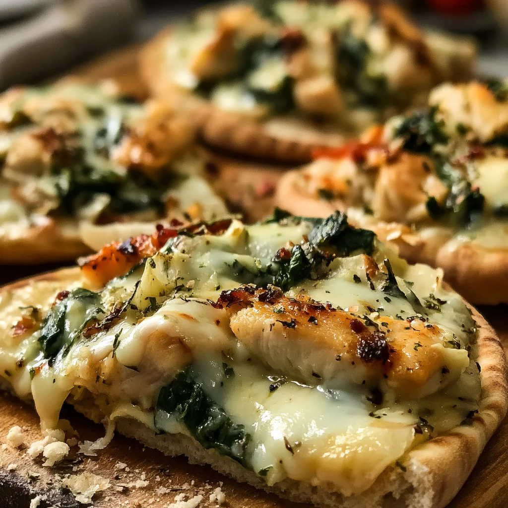 Easy Tuscan Garlic Chicken Pita Pizzas