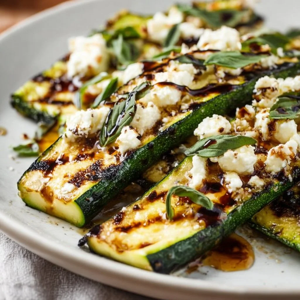 Grilled Zucchini With Goat Cheese, Basil & Honey