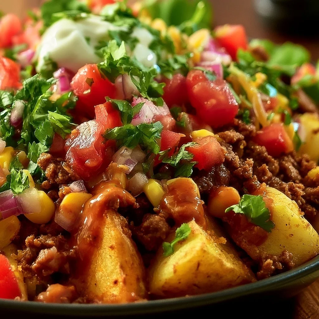 Ground Beef and Potato Taco Bowl