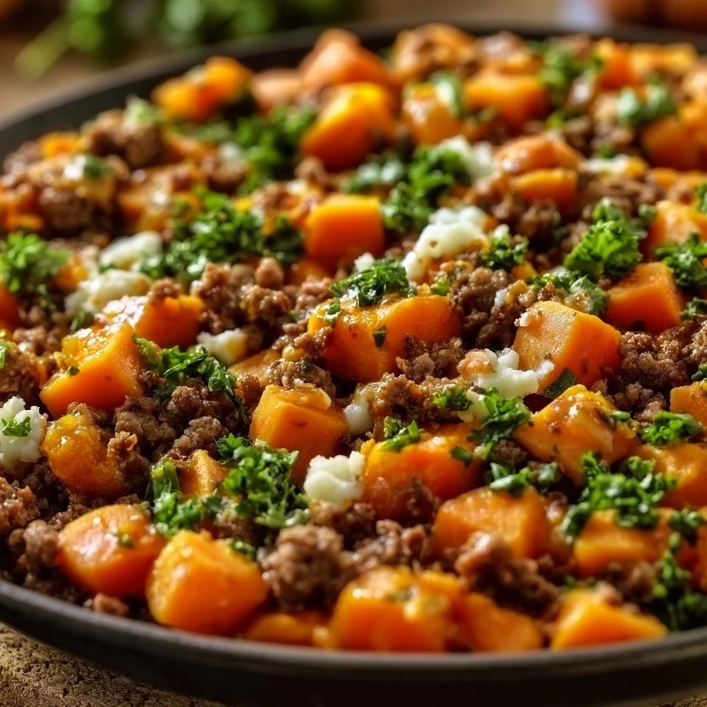 Ground Beef and Sweet Potato Skillet