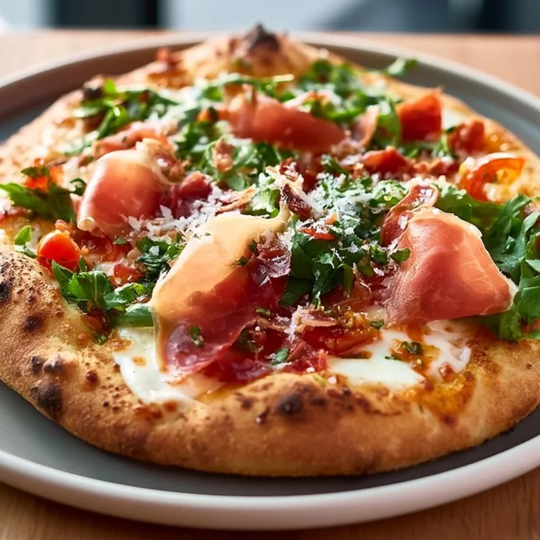 Delicious ham pizza with cheese and fresh toppings