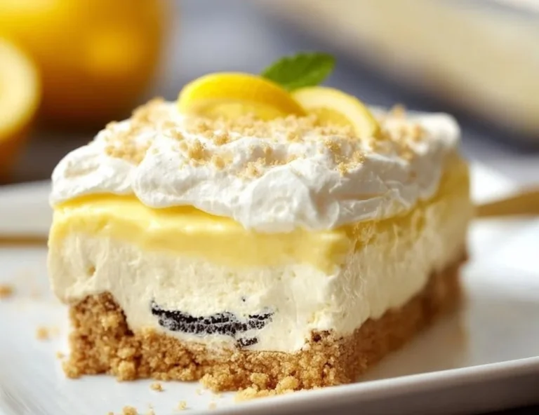Delicious lemon Oreo dessert served in a glass with lemon zest and crushed Oreos.
