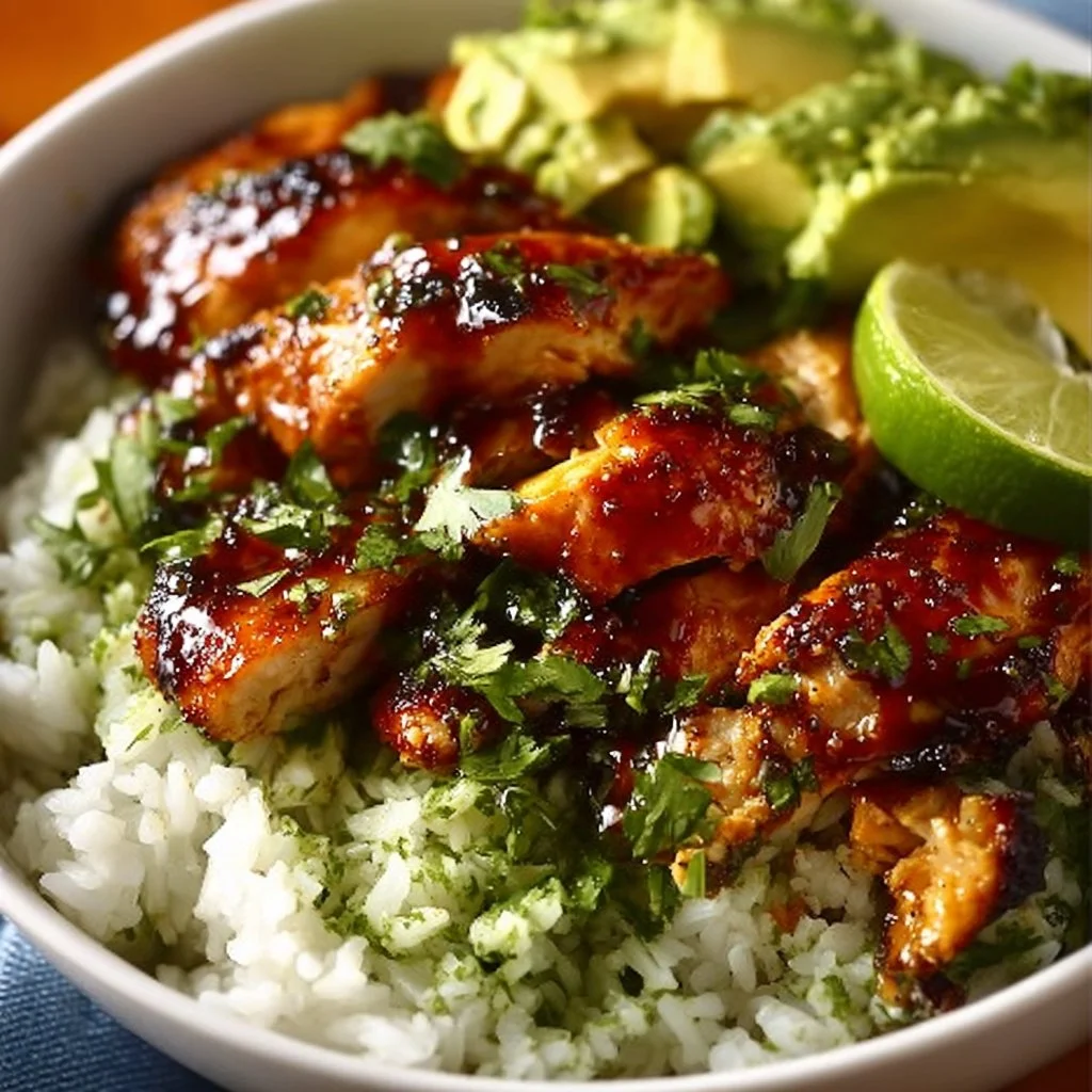 Honey Lime Chicken and Avocado Rice Bowl