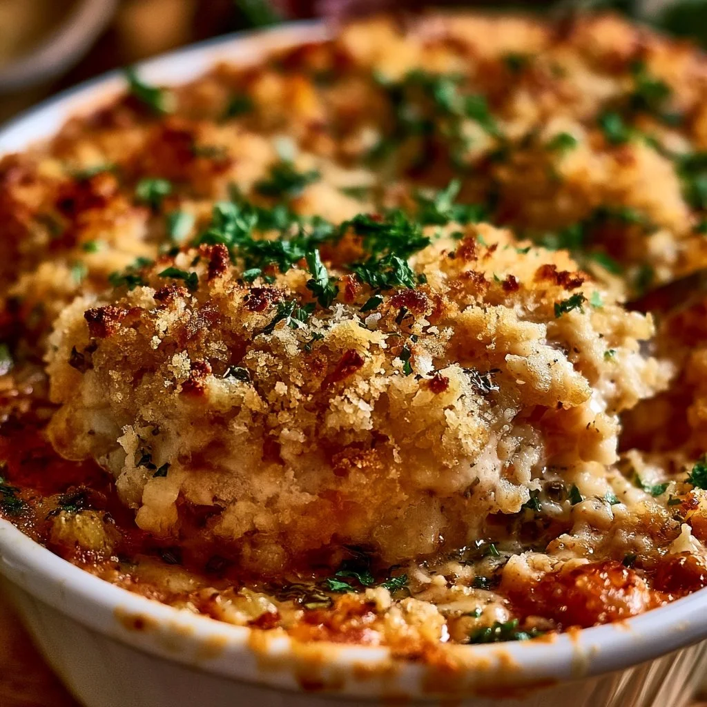 Irresistibly Cheesy High Protein Chicken Parmesan Casserole