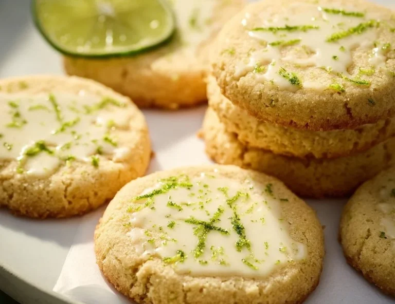 Freshly baked Key Lime Cookies with a vibrant lime glaze