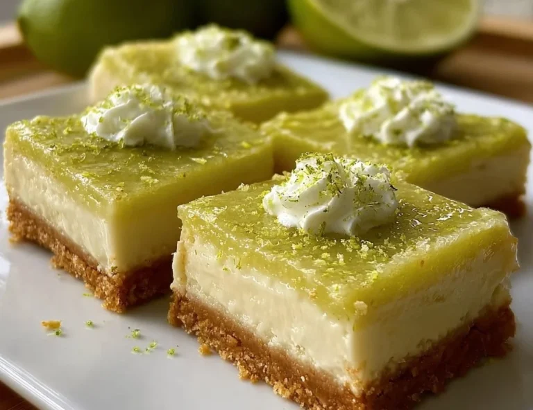 Delicious Key Lime Pie Bars topped with whipped cream and lime zest