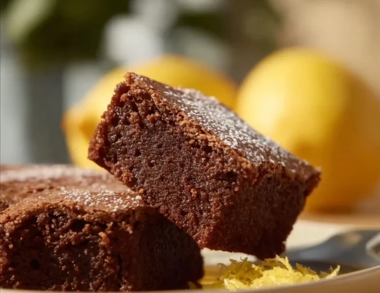 Freshly baked lemon brownies with a glossy lemon glaze