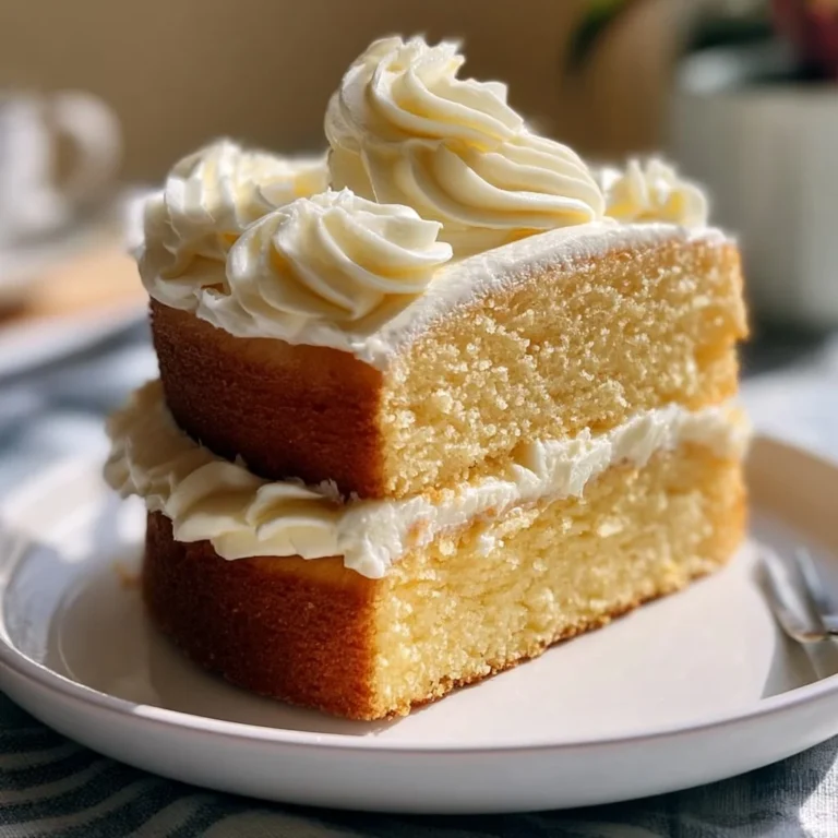 Slice of Lemon Chantilly Cake topped with fresh lemon slices and whipped cream