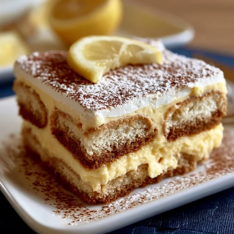 Delicious limoncello tiramisu dessert with lemon zest and coffee layers.