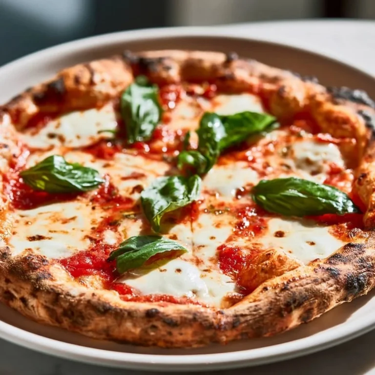 Delicious Margherita pizza topped with fresh mozzarella, basil, and tomatoes