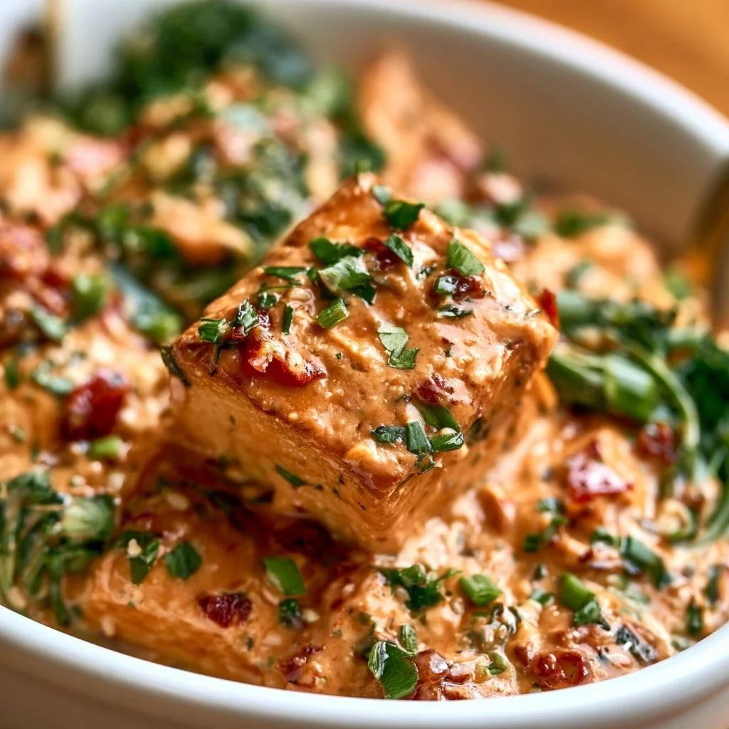 Delicious Marry Me Tofu served on a plate garnished with herbs