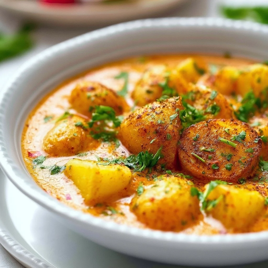 Delicious Massaman Curry served with roasted potatoes in a vibrant bowl.