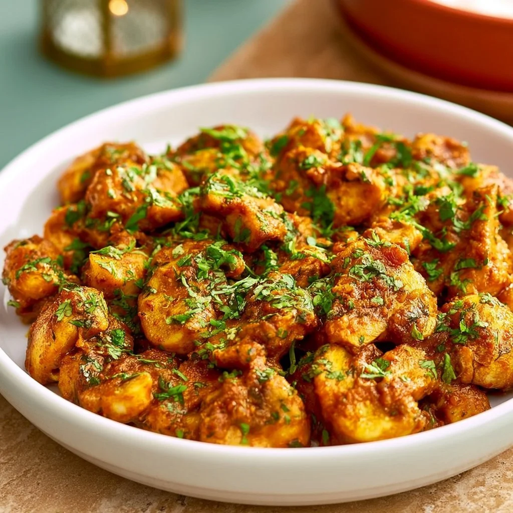 Delicious Mushroom Bhaji - Indian Mushroom Curry served in a bowl