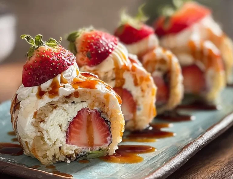 No-Bake Cheesecake Sushi Rolls with fruit and chocolate
