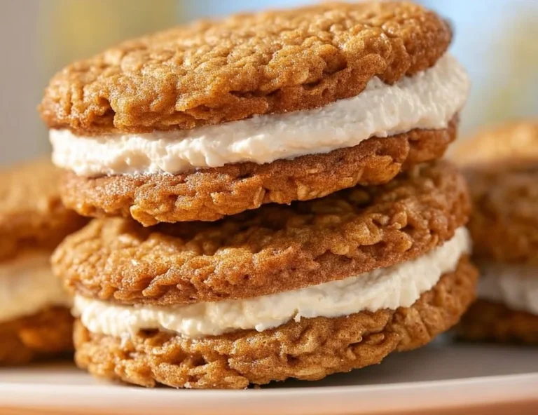 Homemade Oatmeal Cream Pies with soft cookies and creamy filling