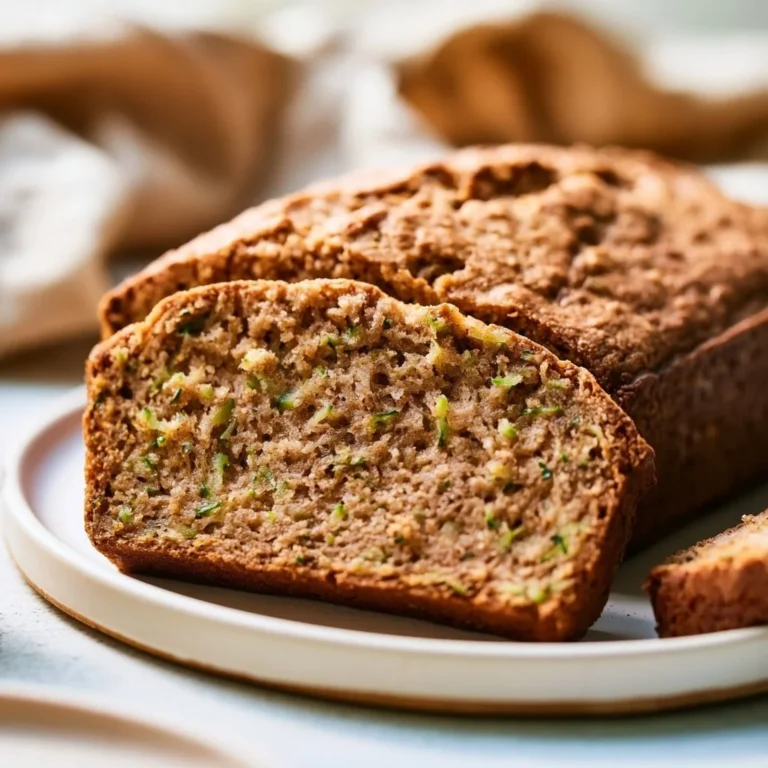 Freshly baked Paleo zucchini bread with nuts and spices on a wooden table