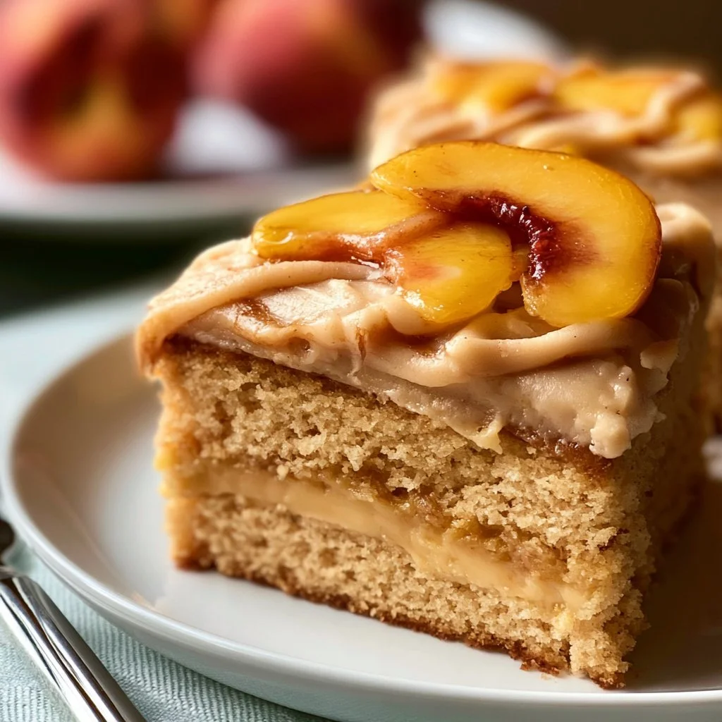 Peach Cake with Brown Sugar Frosting