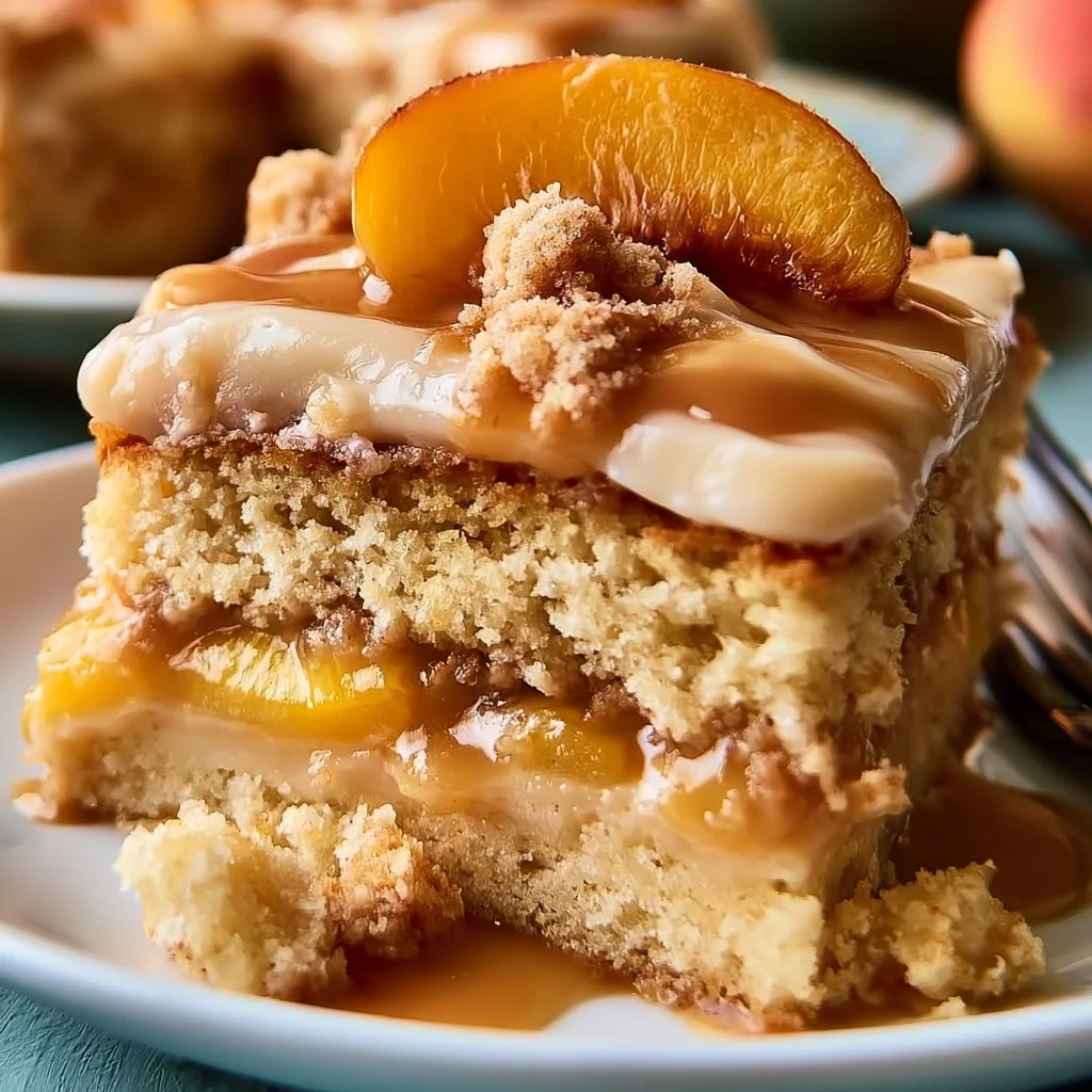 Peach Cake with Brown Sugar Frosting