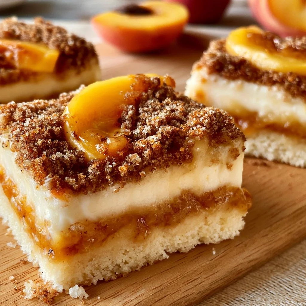 Peach Cobbler Cheesecake Bars