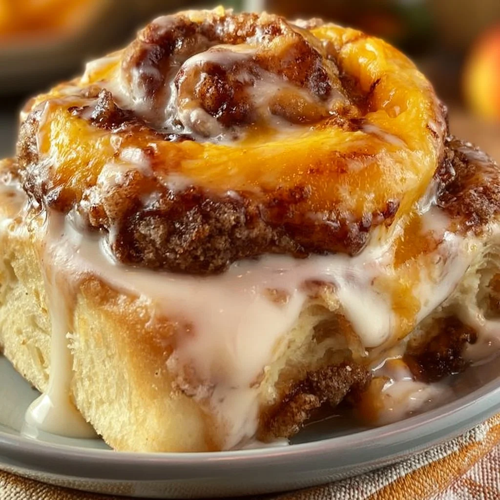 Peach Cobbler Cheesecake Cinnamon Rolls