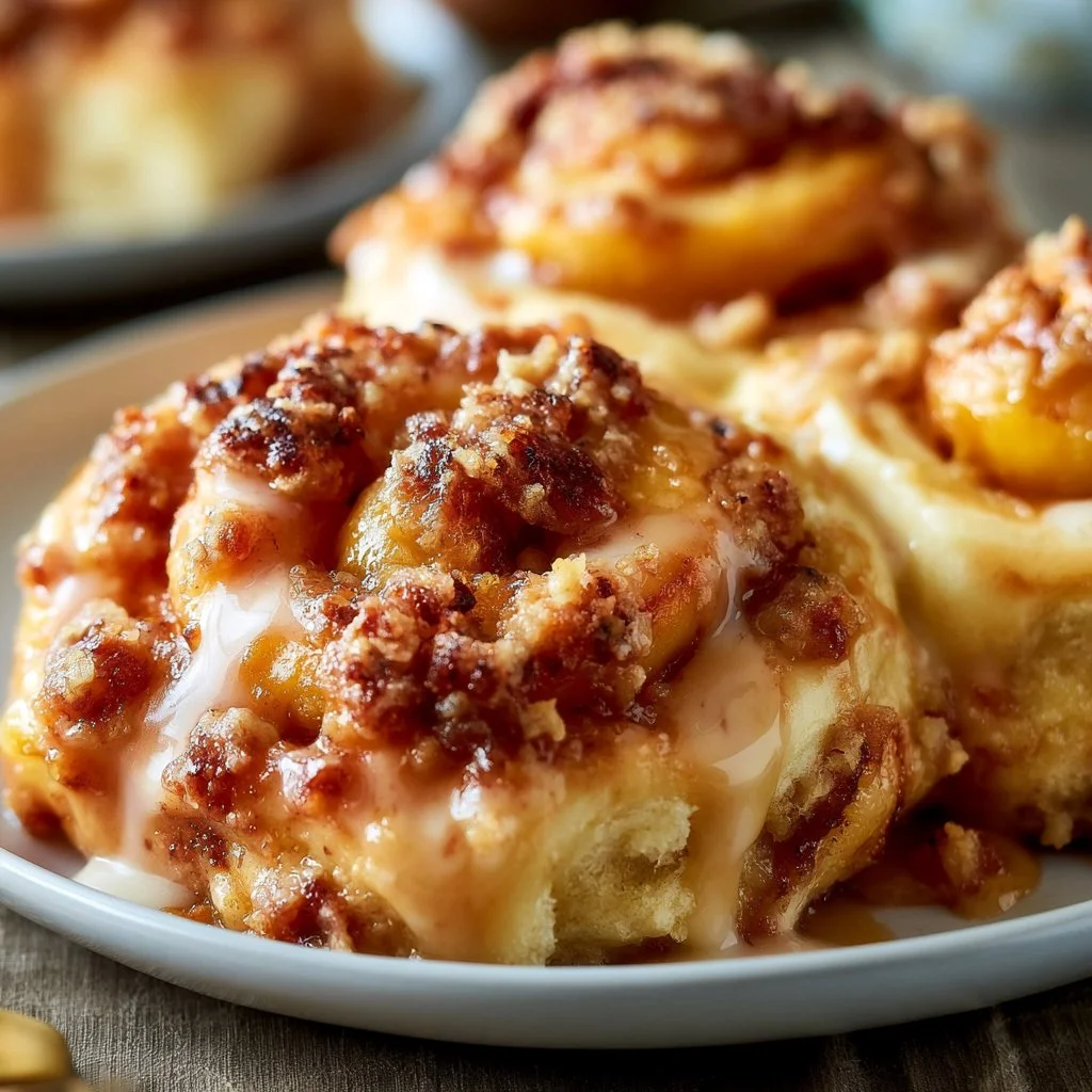 Peach Cobbler Cinnamon Rolls