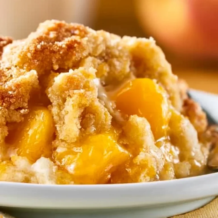 Delicious peach cobbler made with cake mix for a quick dessert.