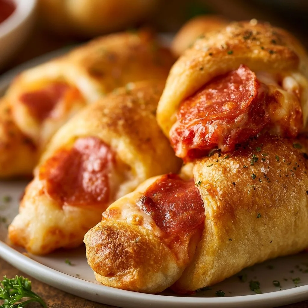 Pepperoni pizza crescent rolls fresh out of the oven.