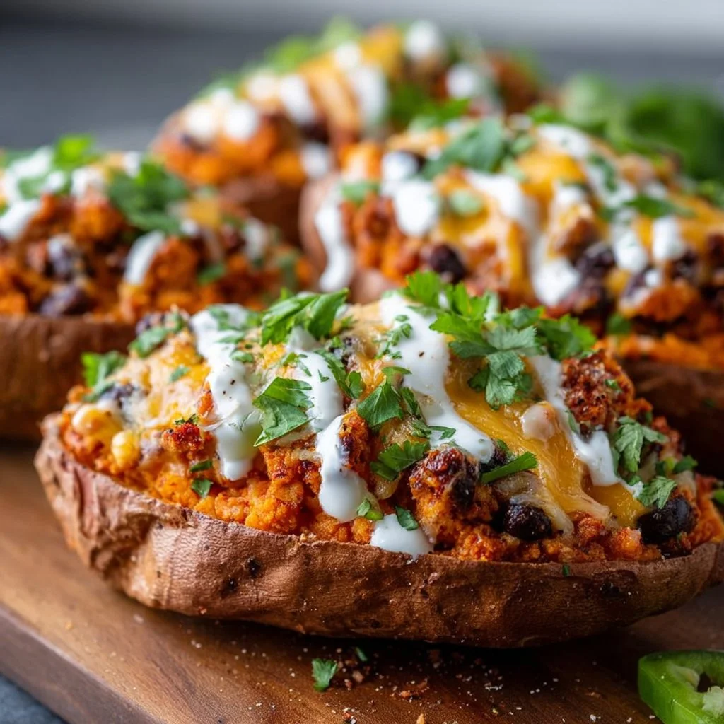 Protein Loaded Sweet Potato Boats