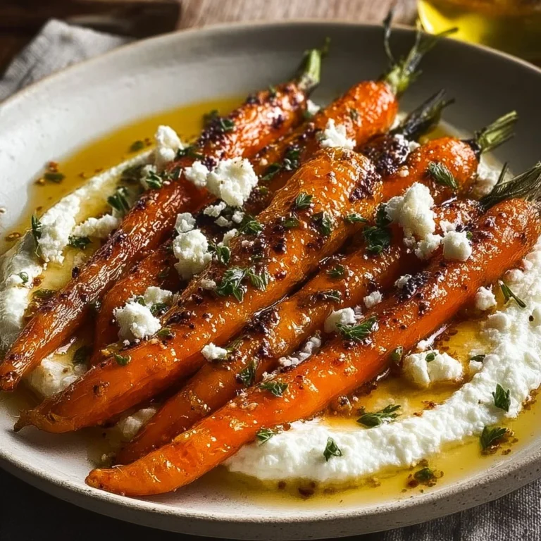 Plate of roasted carrots with ricotta and drizzled hot honey
