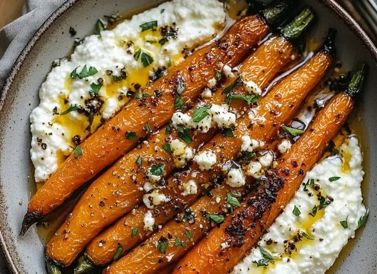 Roasted Carrots with Ricotta Hot Honey Easy and Quick