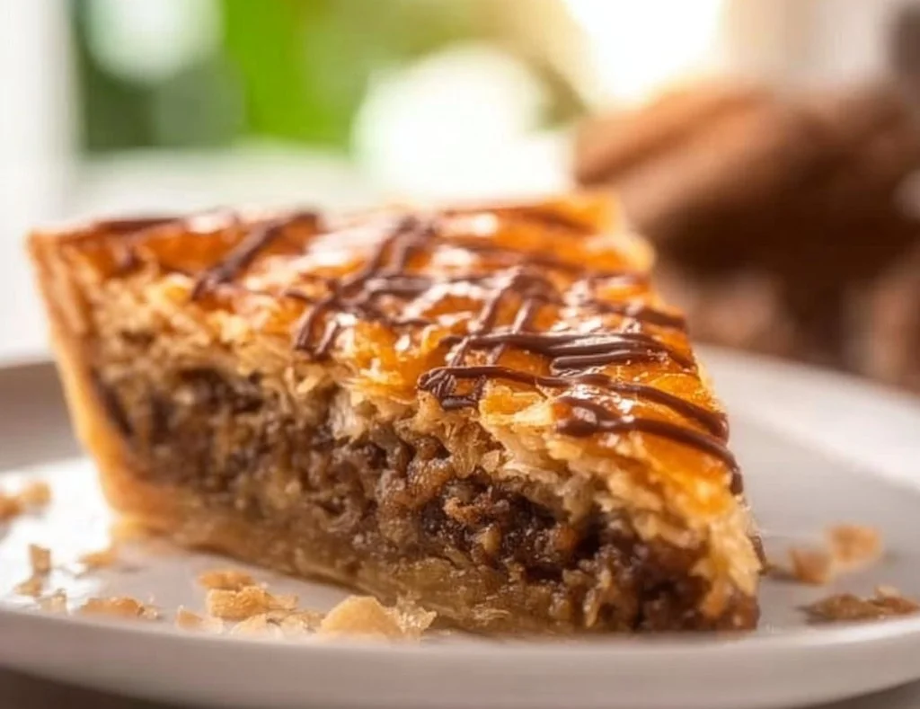 Delicious slice of Samoa Pie topped with chocolate and coconut