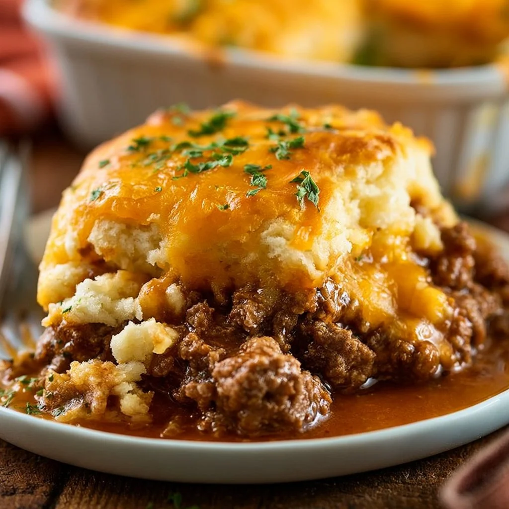 Sloppy Joe Cheddar Bay Biscuit Casserole