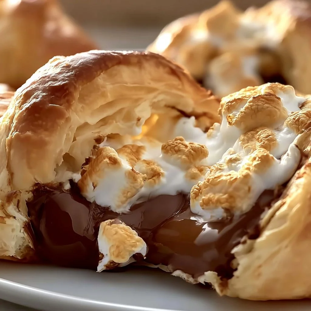 Delicious S’mores Crescent Rolls filled with chocolate and marshmallows