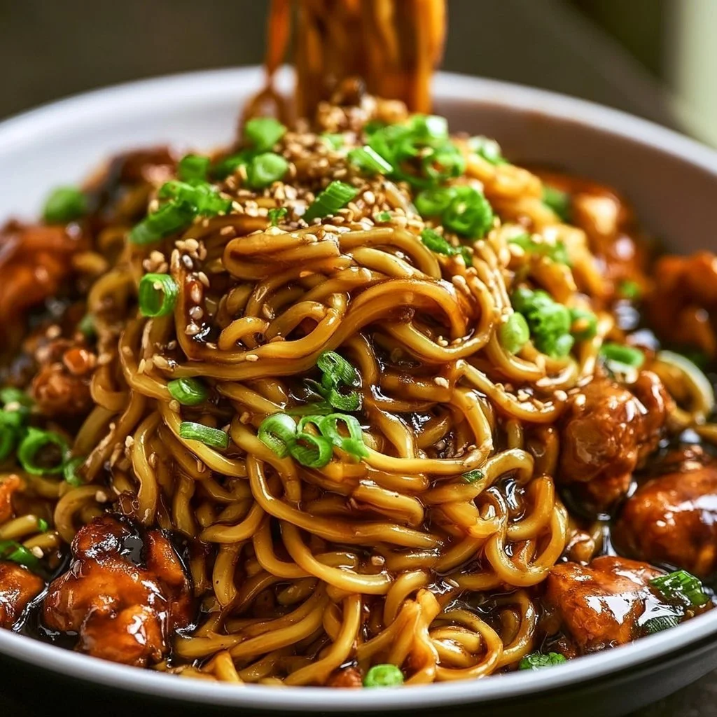 Sticky Garlic Chicken Noodles