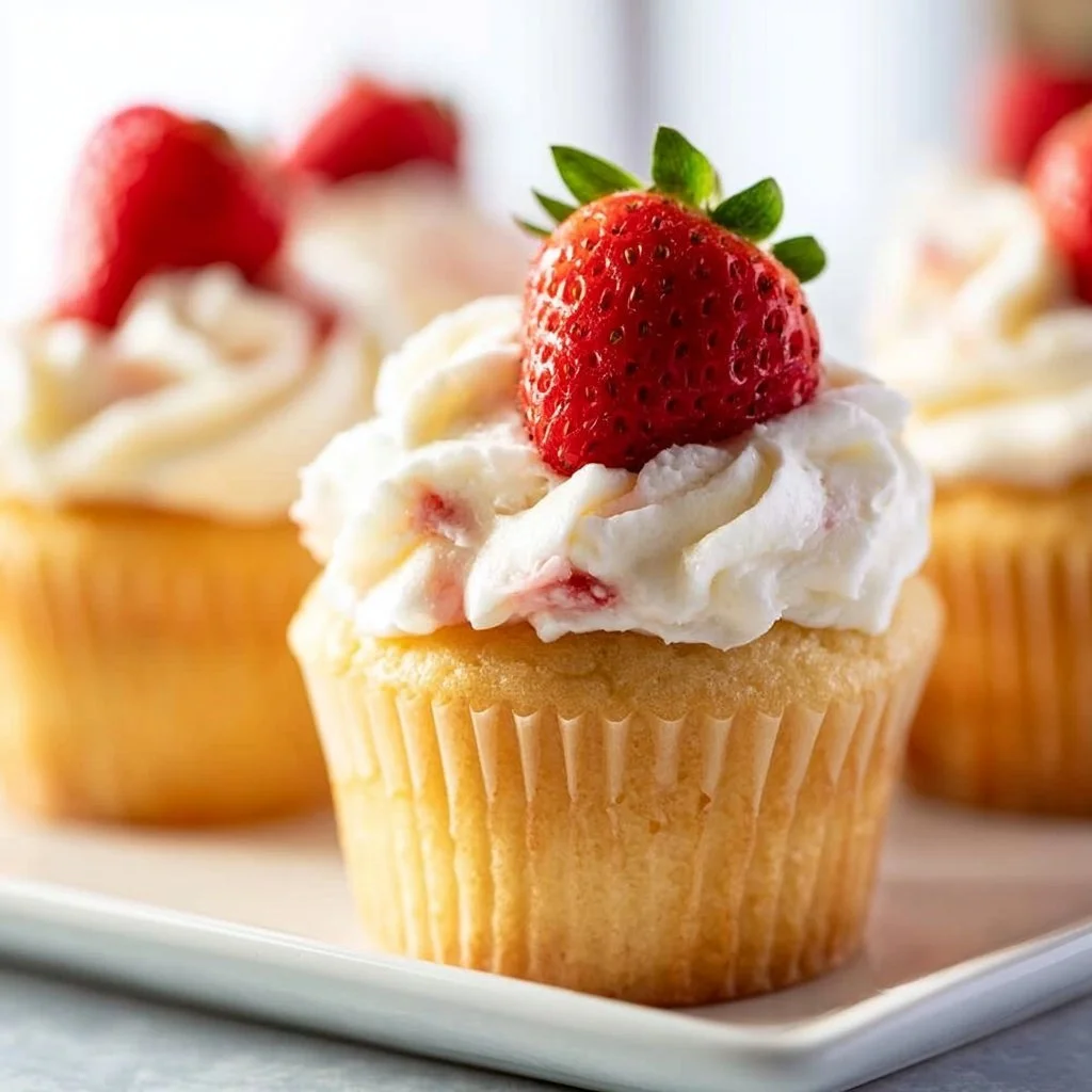 Strawberries and Cream Cupcakes