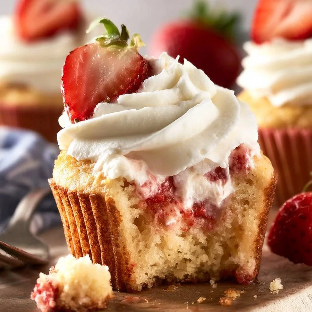 Strawberries and Cream Cupcakes