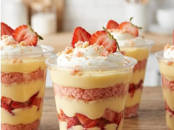 Strawberry Shortcake Pudding Cups