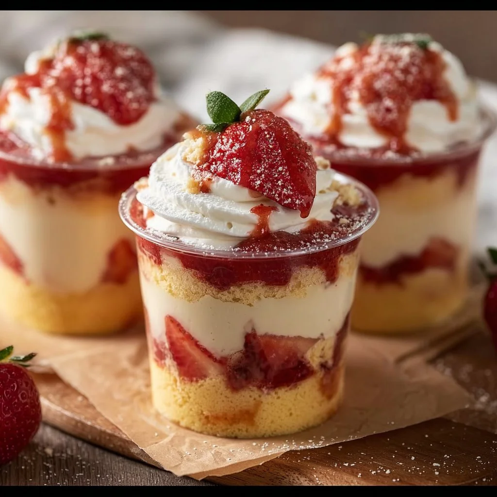 Strawberry Shortcake Pudding Cups